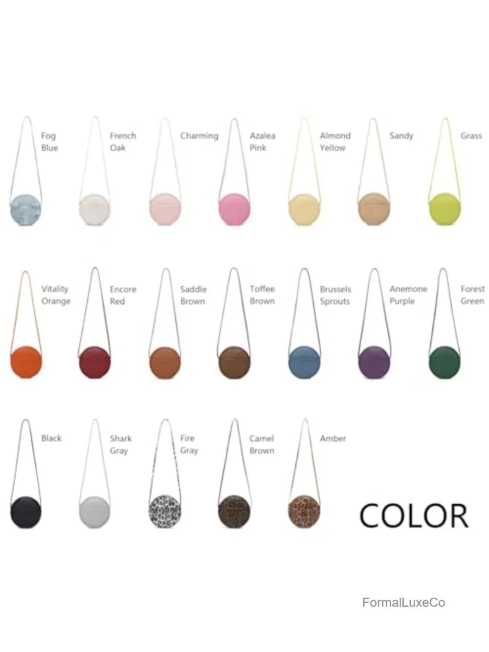 Round Crossbody Bag with Zipper, PU Leather Sling Purse
